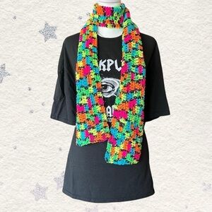 Bold neon handmade crochet scarf